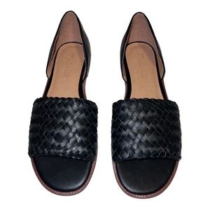 MADEWELL black woven d’Orsay slip on open toe flats/sandals